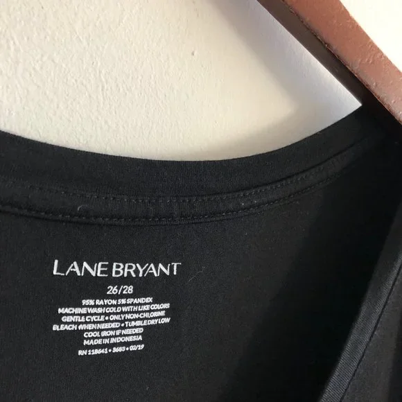 Lane Bryant Ruched Shoulder V-Neck Black Top 26 - 28 - Picture 2 of 6